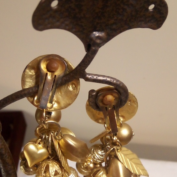 Gold tone 3 1/2" long Cha Cha earrings - Picture 2 of 7